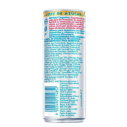 Bebida Energética Red Bull Sin Azúcar 250 ml