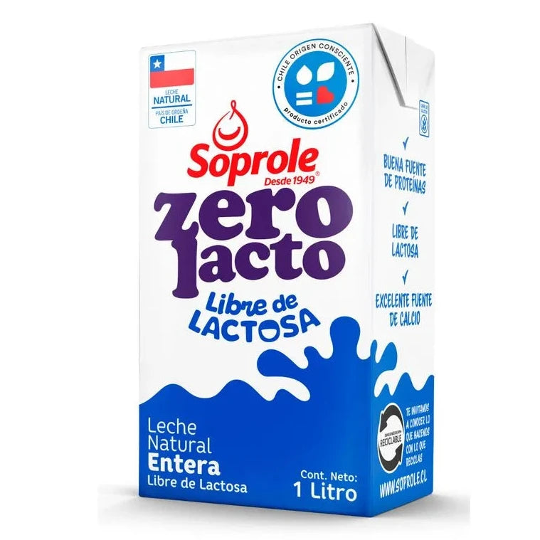 Leche Soprole Sin Lactosa Entera 1 Lt.