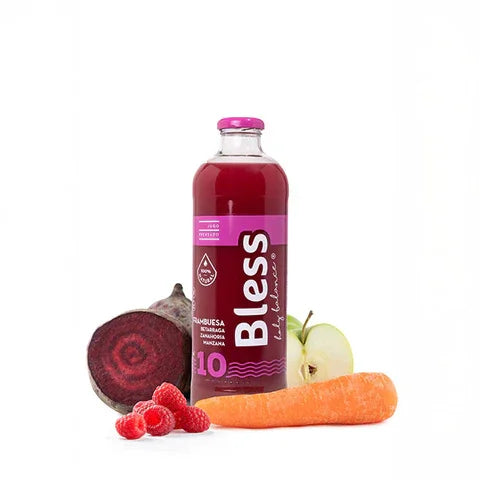 Jugo BLESS 10 Frambuesa, betarraga, zanahoria y manzana. - 1 Lt