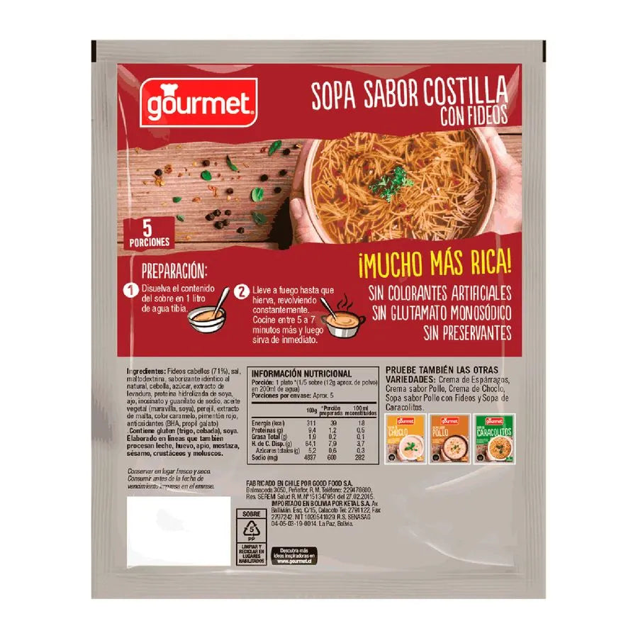 Sopa de costilla Gourmet con fideos 62 gr
