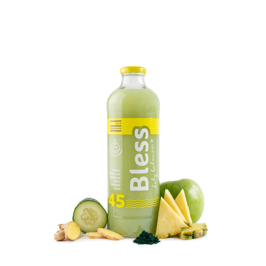 Jugo BLESS 45 Pepino, espirulina, manzana, piña y jengibre - 1 Lt.