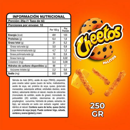Cheetos Palitos 250 g Tamaño L