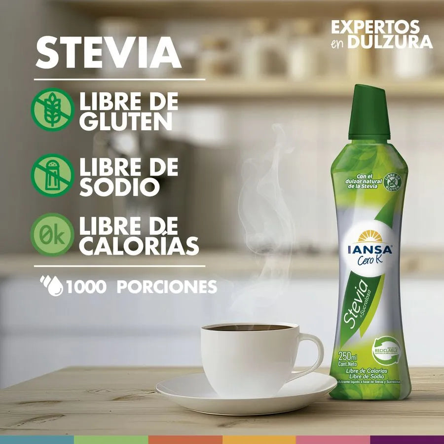 Endulzante Iansa Cero K Líquido Stevia Sucralosa 250 ml