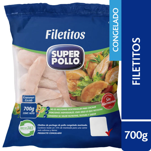 Filetitos de Pechuga de Pollo Congelado Super Pollo 700 g